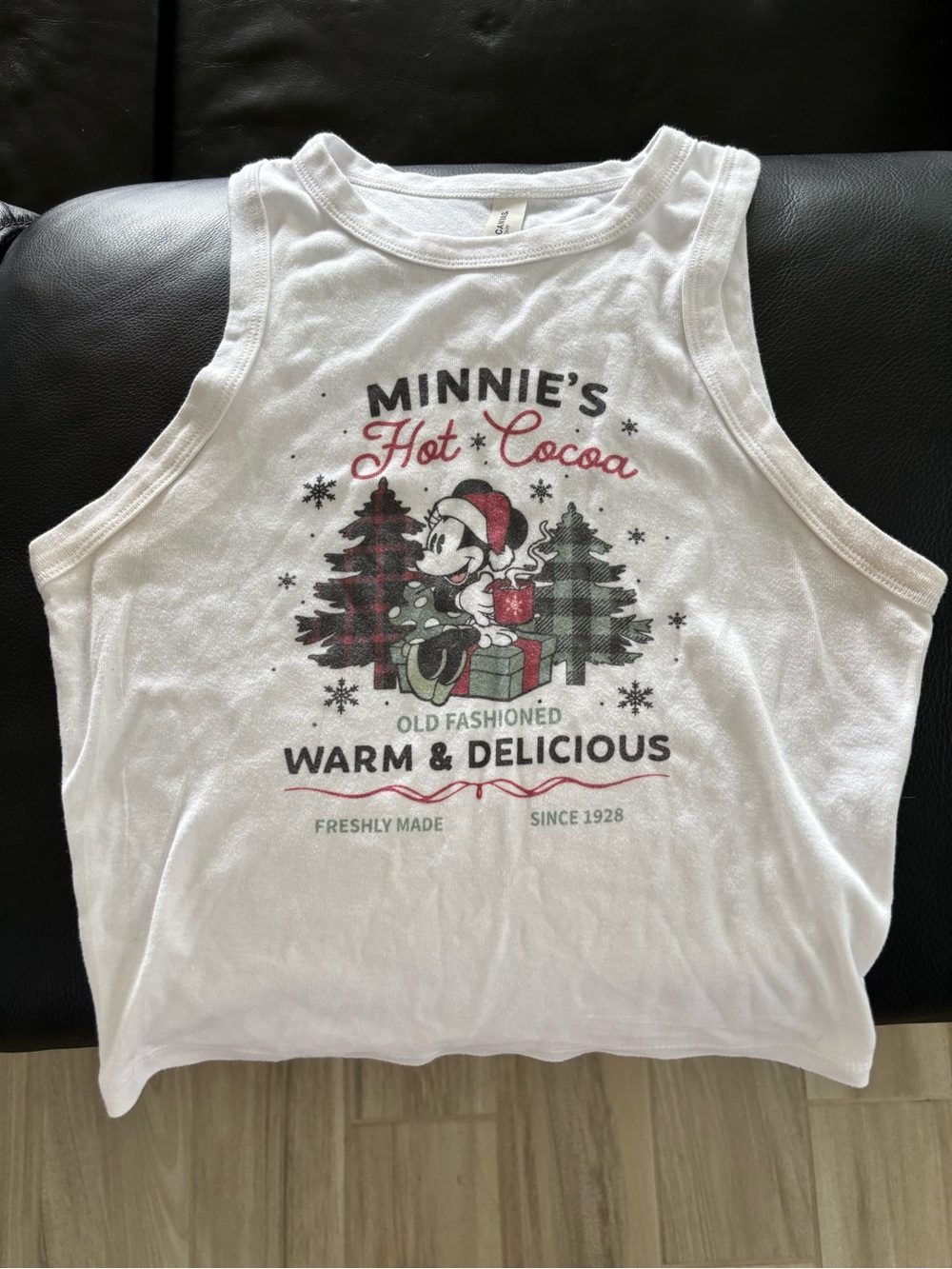 Bella Canvas White Minnie’s Hot Cocoa Graphic Tank Top Disney